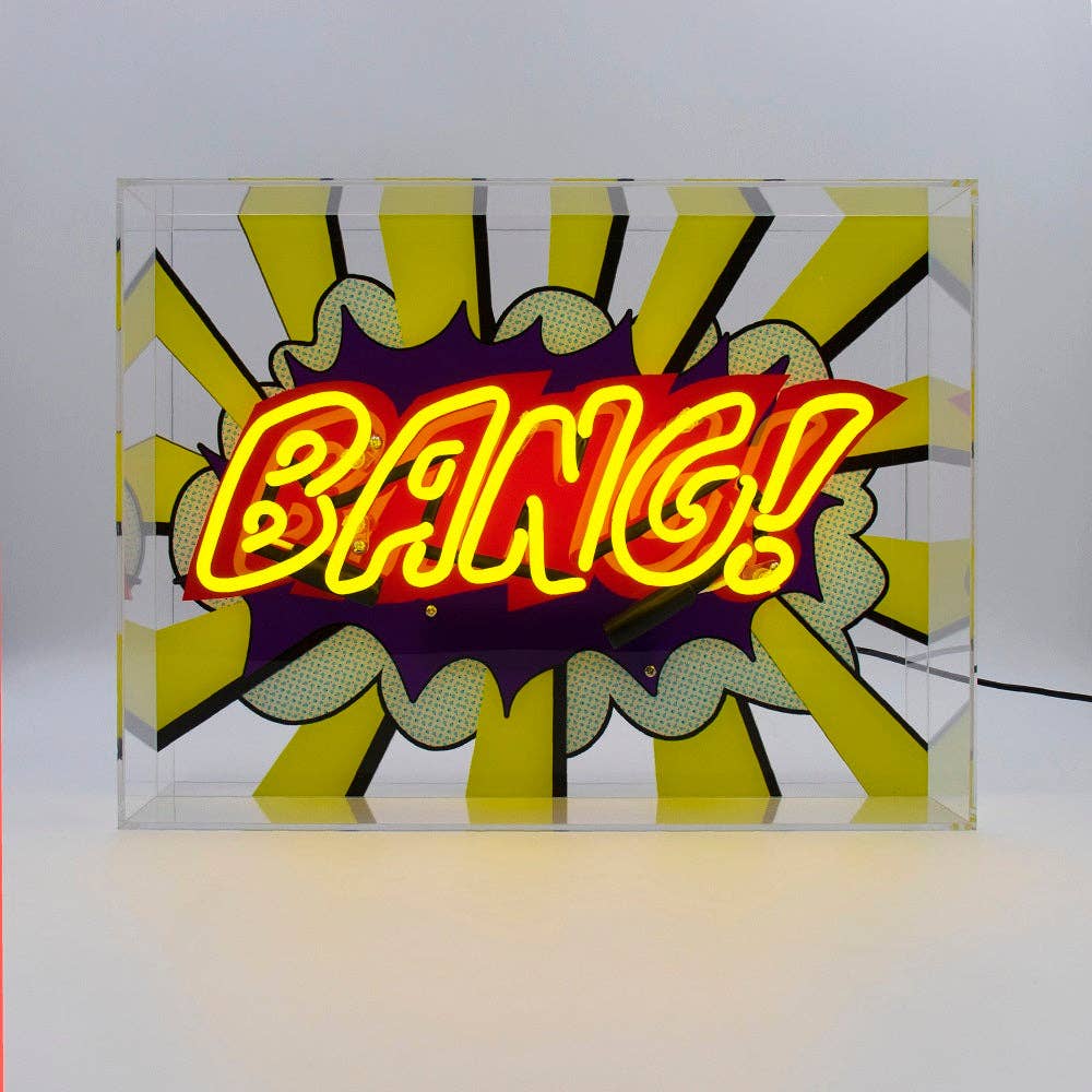 'Bang!' Large Glass Neon Sign