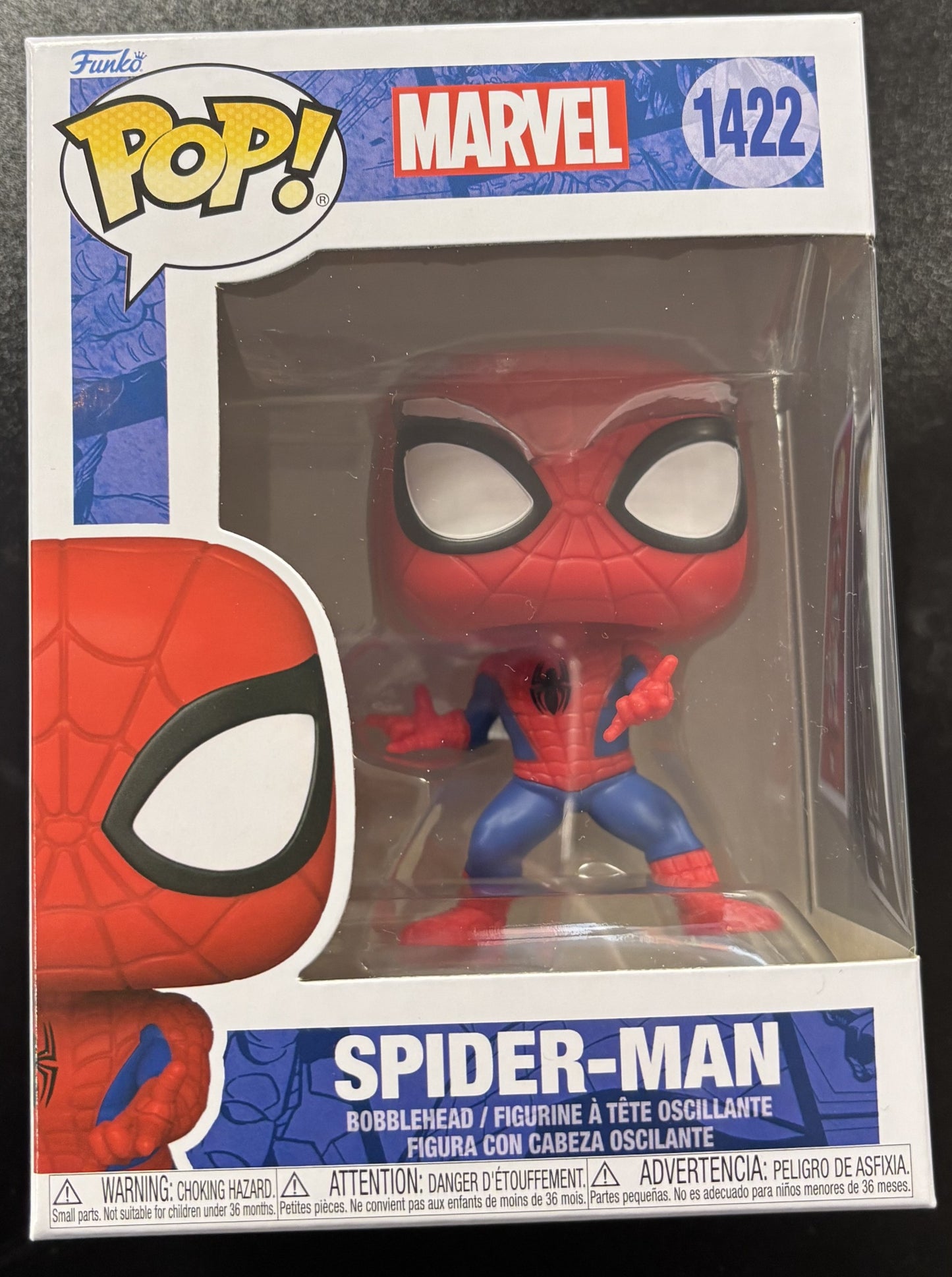 Spider-Man Funko Pop! vinyl figure in packaging with Marvel branding