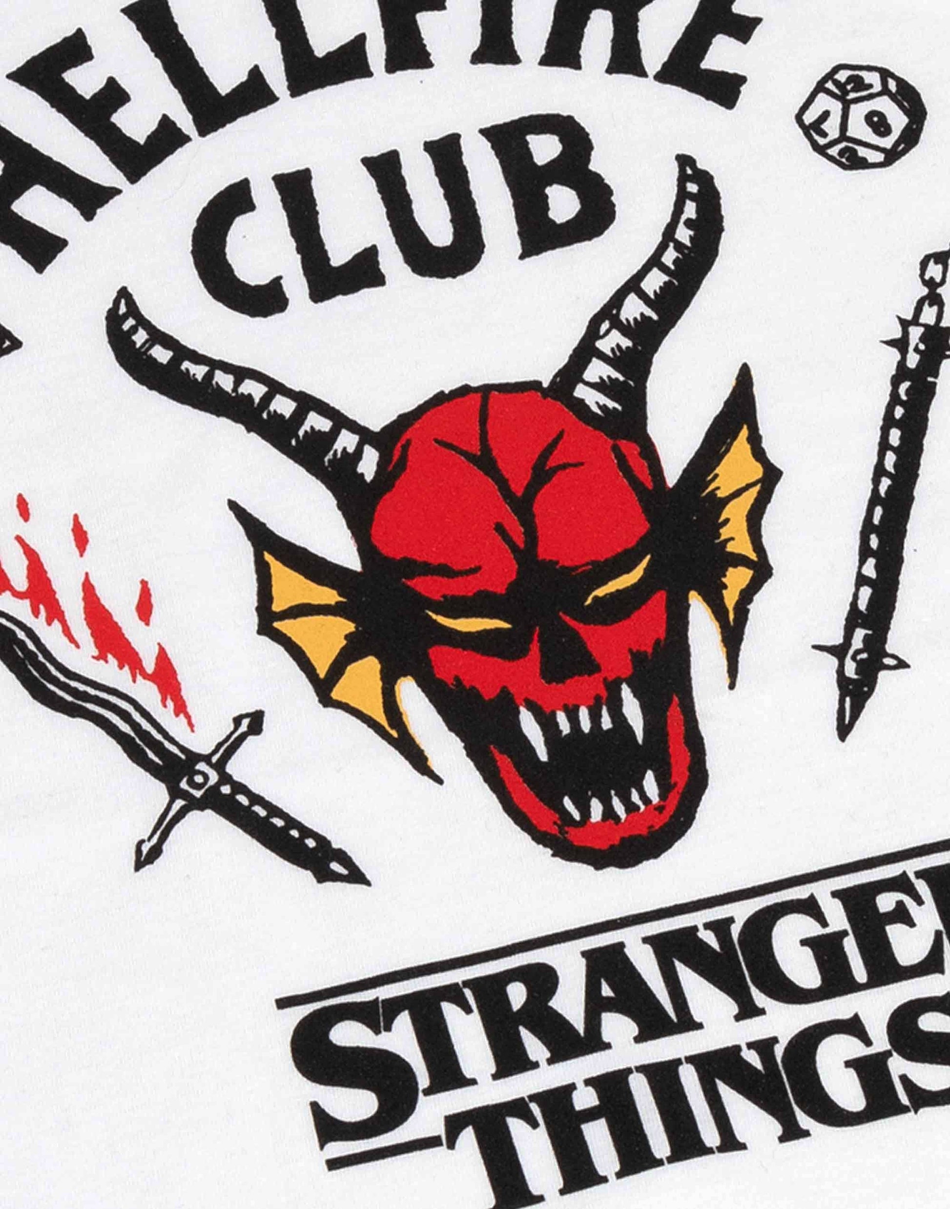 Stranger Things Unisex Kids White Hellfire Club Logo Print Short Sleeved T-Shirt - KOOLTHINGS