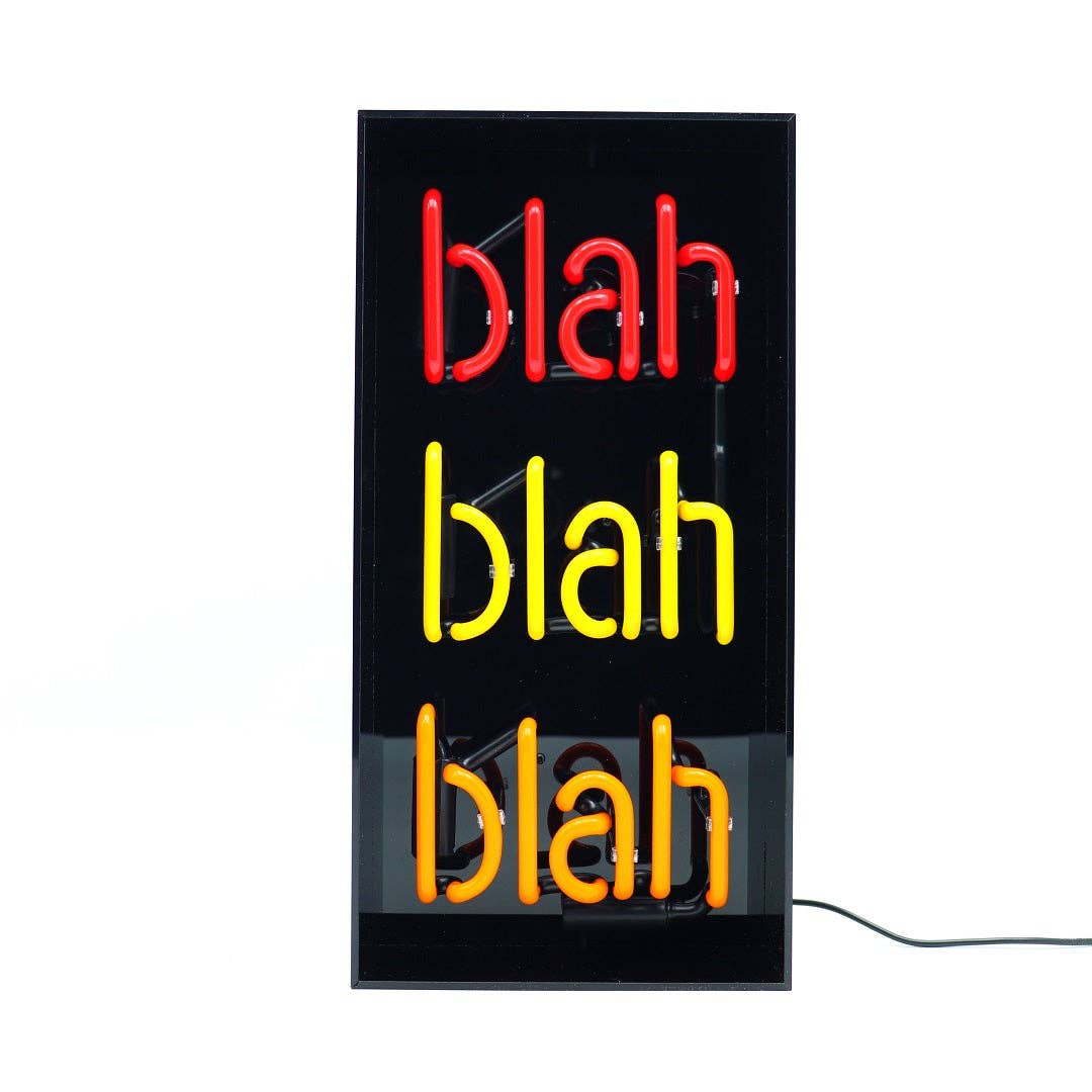 'Blah Blah Blah' Glass Neon Sign - Black Acrylic - KOOLTHINGS
