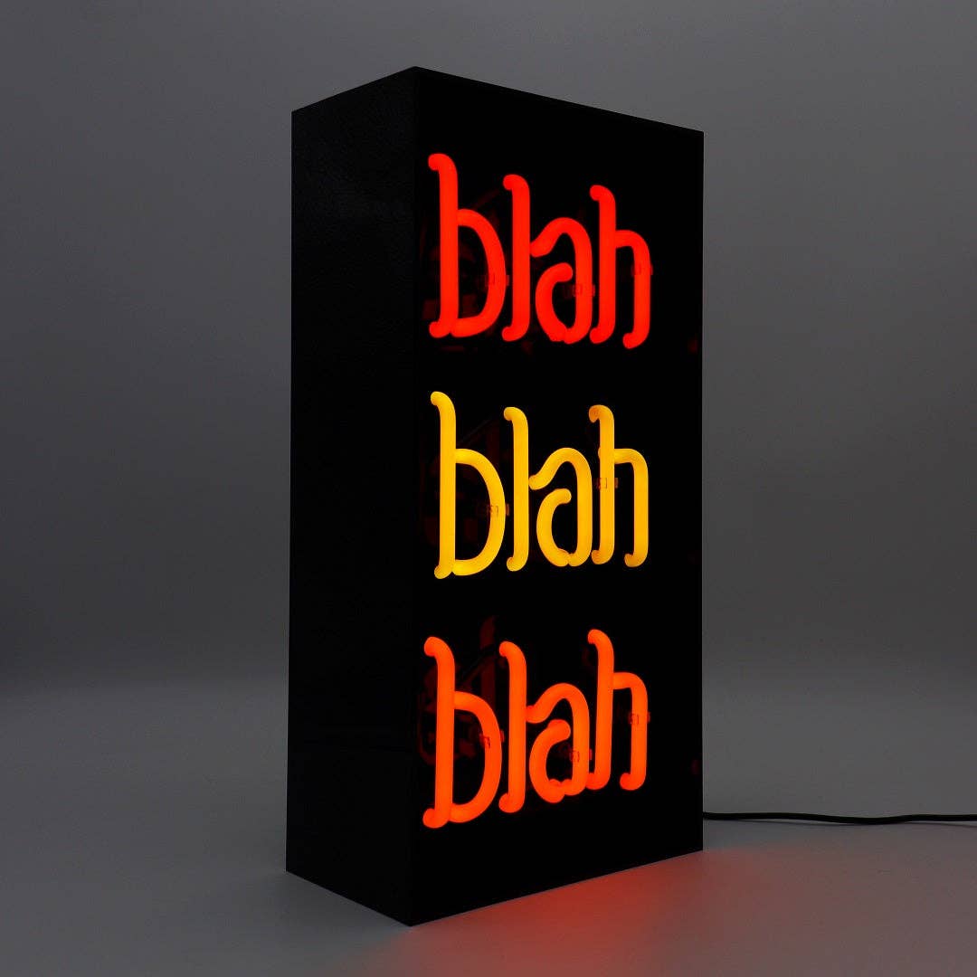 'Blah Blah Blah' Glass Neon Sign - Black Acrylic - KOOLTHINGS