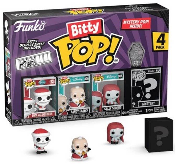 Funko Bitty Pop! packaging with four figures and a mystery figure included.
