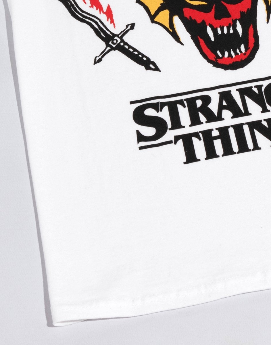 Stranger Things Mens White Hellfire Club Logo Short Sleeved T-Shirt - KOOLTHINGS