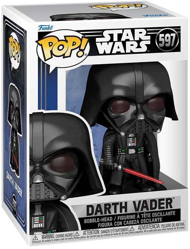 Funko Pop! Darth Vader figure packaging with branding and product details.