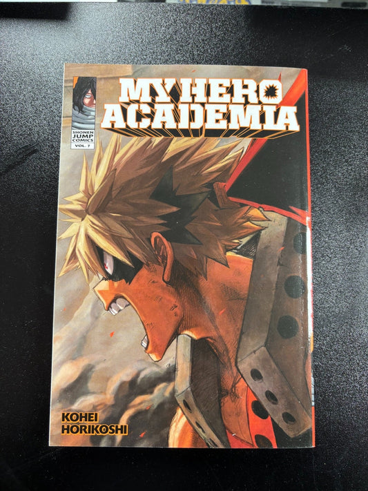 Comic book titled 'My Hero Academia' on a dark surface