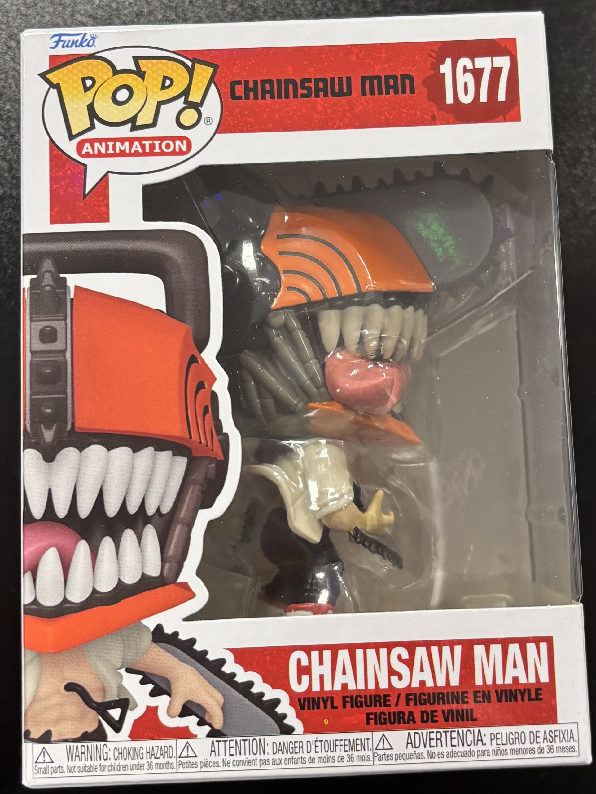 Funko Pop! Chainsaw Man vinyl figure packaging on a black background