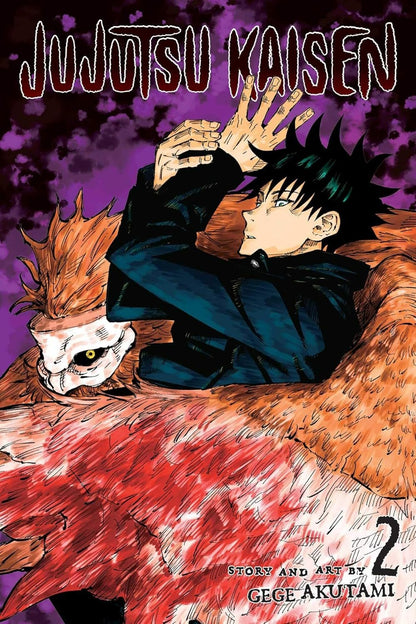 Cover of 'Jujutsu Kaisen' Volume 2 with a character and creature on a purple background