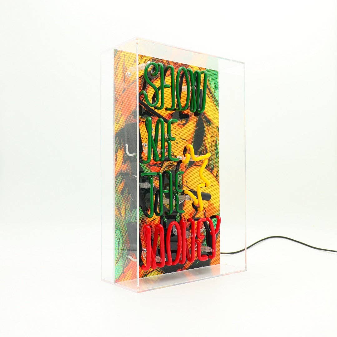 'Show me the Money' Glass Neon Box Sign - KOOLTHINGS
