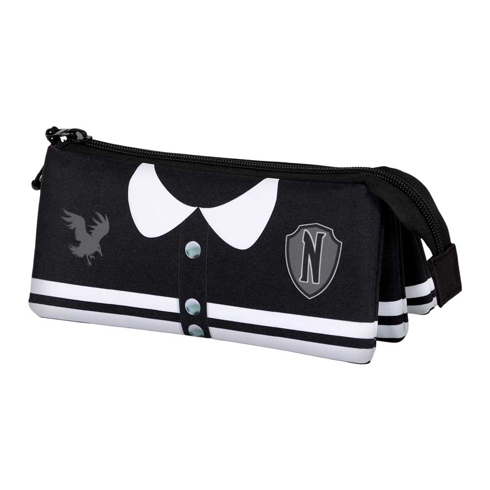 Wednesday Varsity-FAN Triple Pencil Case 2.0, Black - KOOLTHINGS