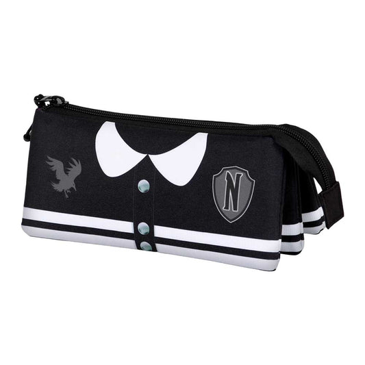 Wednesday Varsity-FAN Triple Pencil Case 2.0, Black - KOOLTHINGS