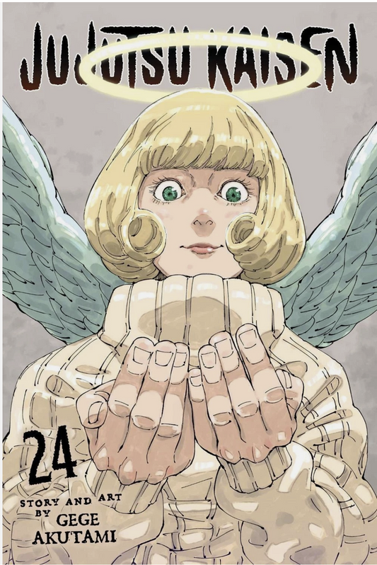 Cover of 'Jujutsu Kaisen' with a character holding hands, wings, and text indicating volume 24.