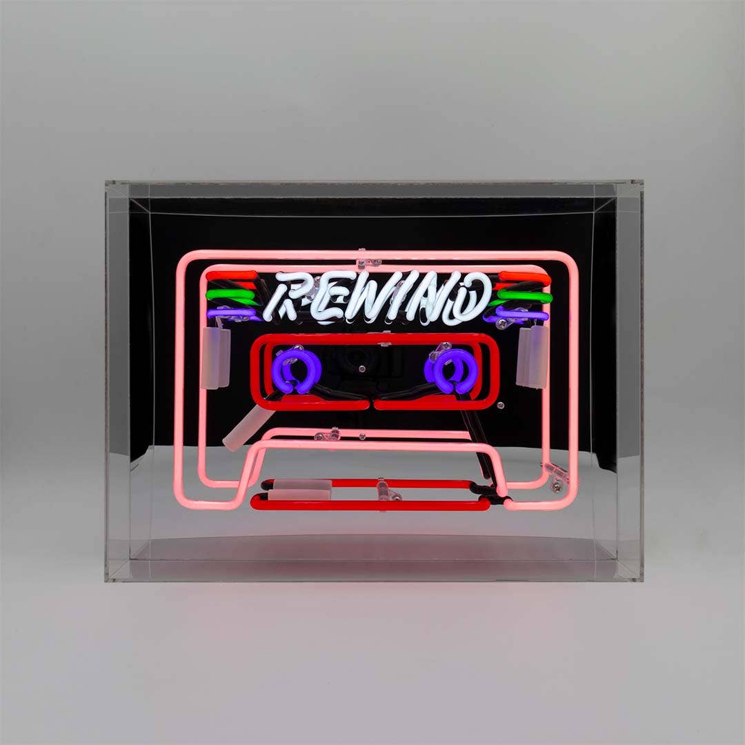 'Cassette' Large Glass Neon Sign - KOOLTHINGS
