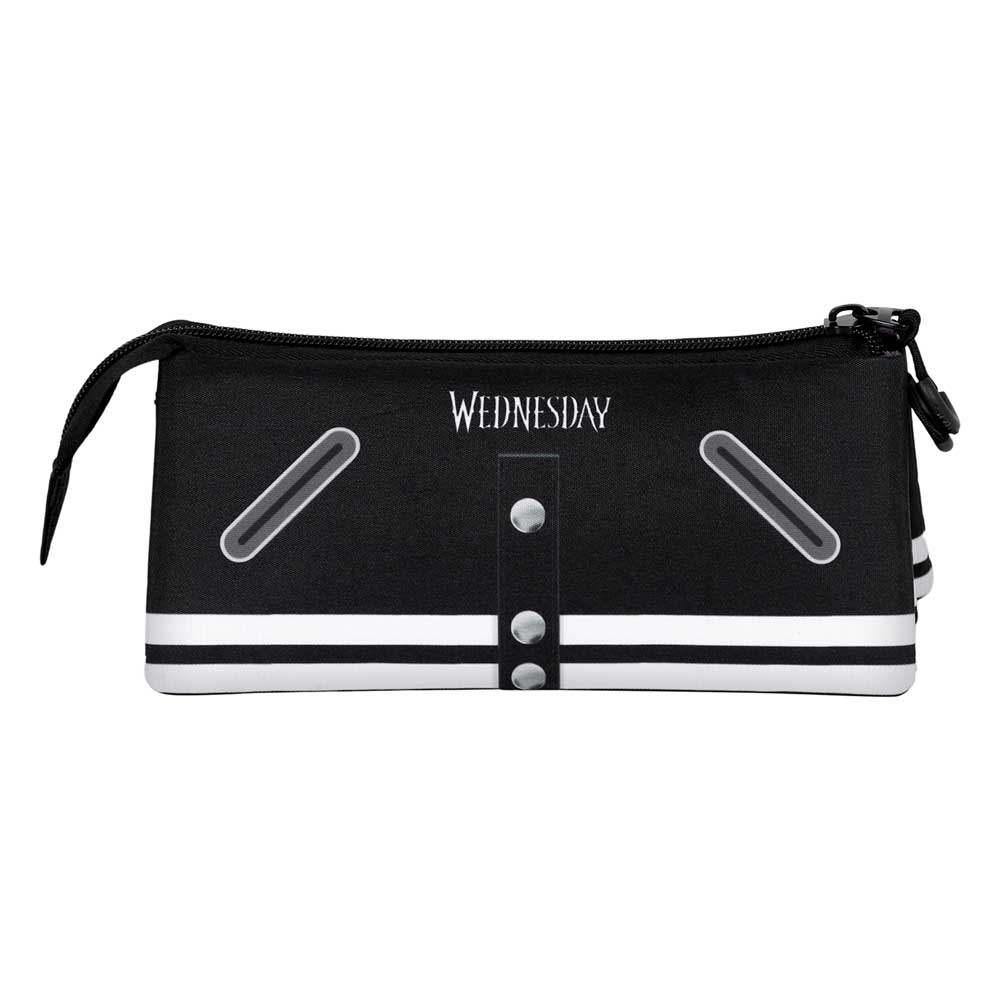 Wednesday Varsity-FAN Triple Pencil Case 2.0, Black - KOOLTHINGS