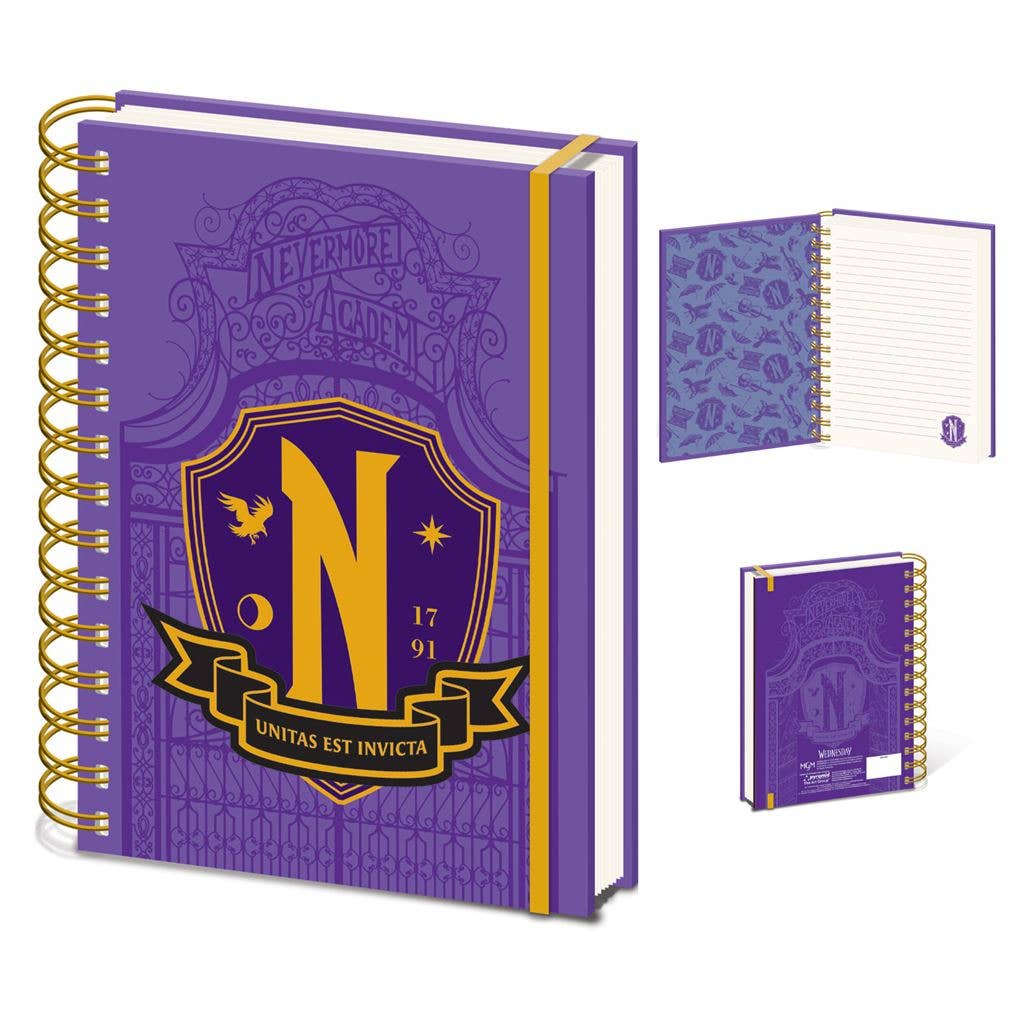 Wednesday (Nevermore Shield) A5 Wiro Notebook - KOOLTHINGS