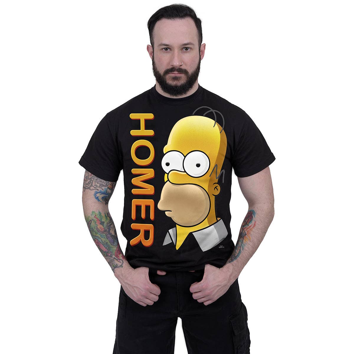 THE SIMPSONS - HOMER PORTRAIT - Front Print T-Shirt Black - KOOLTHINGS