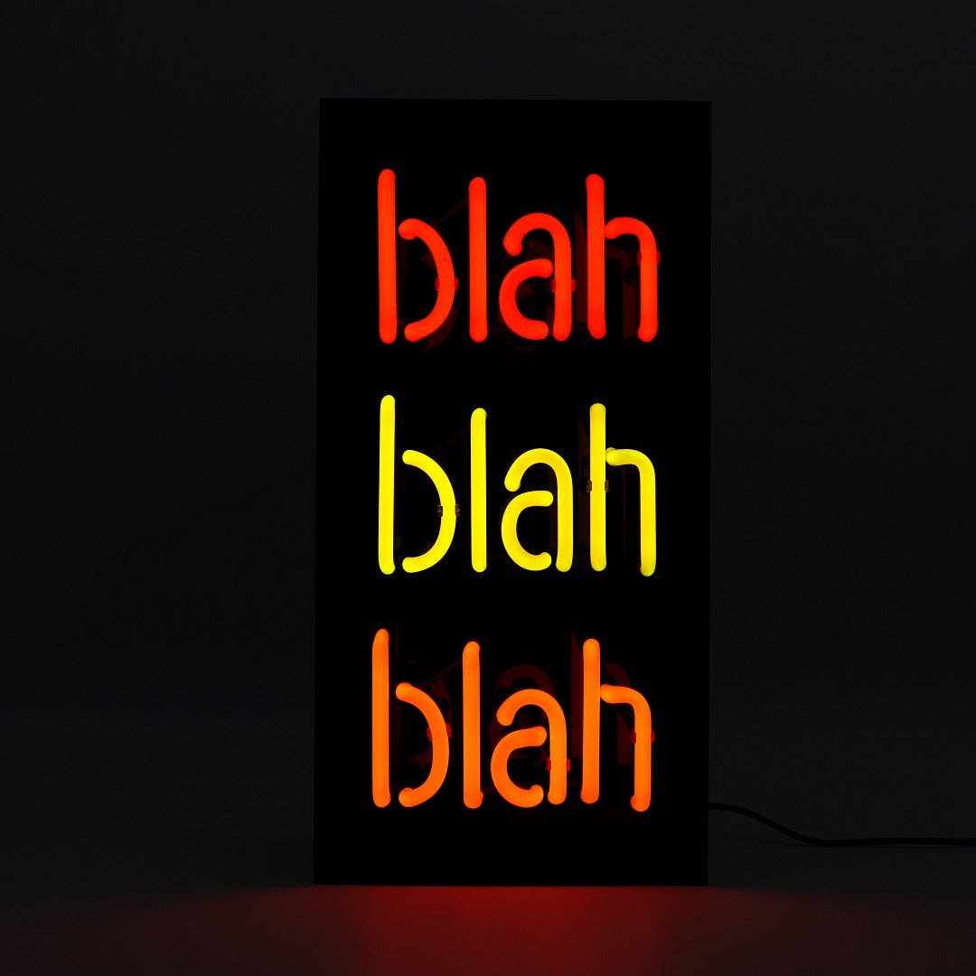 'Blah Blah Blah' Glass Neon Sign - Black Acrylic - KOOLTHINGS