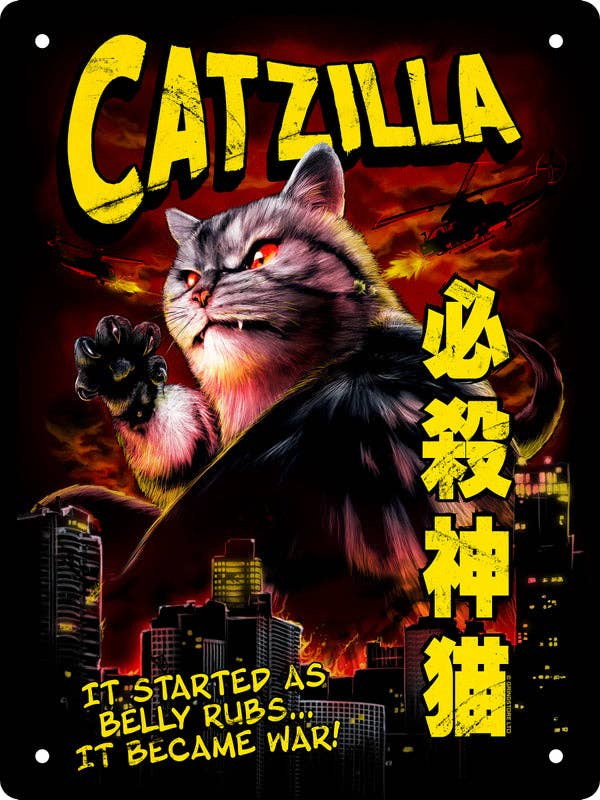 Catzilla Mini Tin Sign - KOOLTHINGS