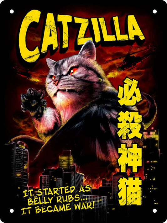 Catzilla Mini Tin Sign - KOOLTHINGS