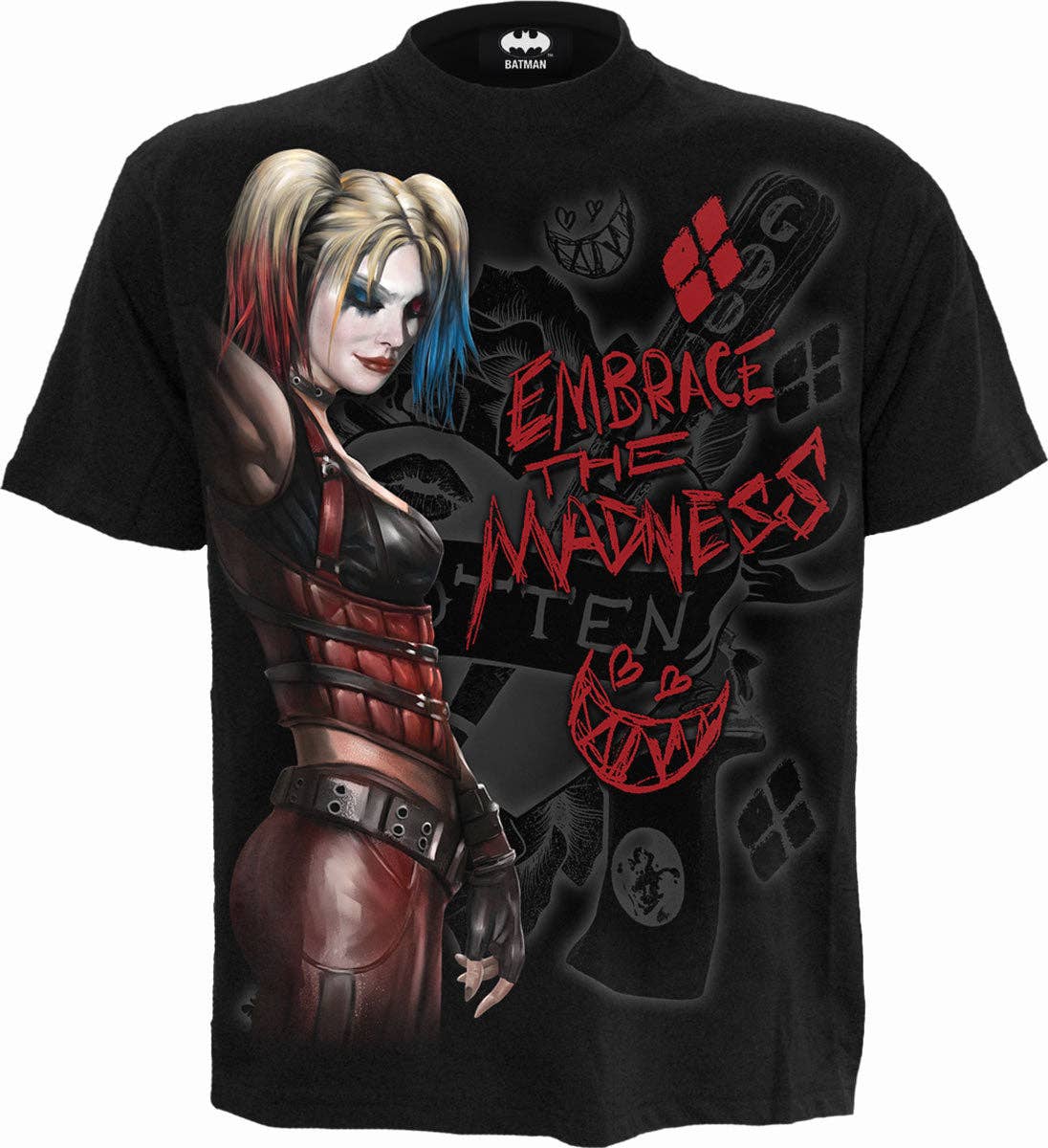 HARLEY QUINN - EMBRACE MADNESS - Front Print T-Shirt Black - KOOLTHINGS