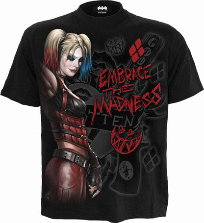 HARLEY QUINN - EMBRACE MADNESS - Front Print T-Shirt Black - KOOLTHINGS