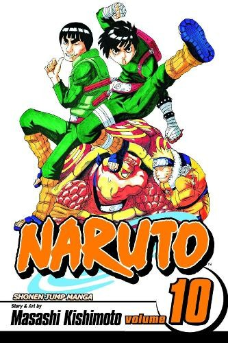 Cover of 'Naruto' manga volume 10 with characters in action poses.