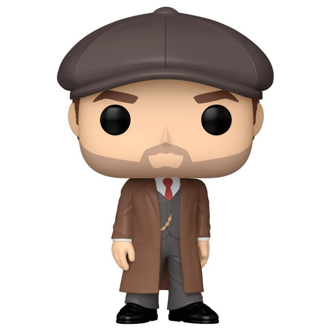 Funko Pop! vinyl figure of a character wearing a brown cap, coat, and suit on a white background