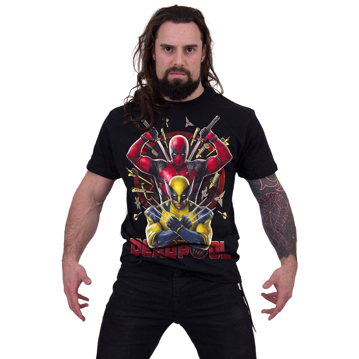 DEADPOOL - WOLVERINE BULLSEYE - T-Shirt Black - KOOLTHINGS