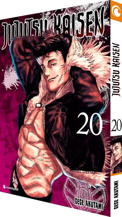 Manga book cover of 'Jujutsu Kaisen' with character illustration on a pink background