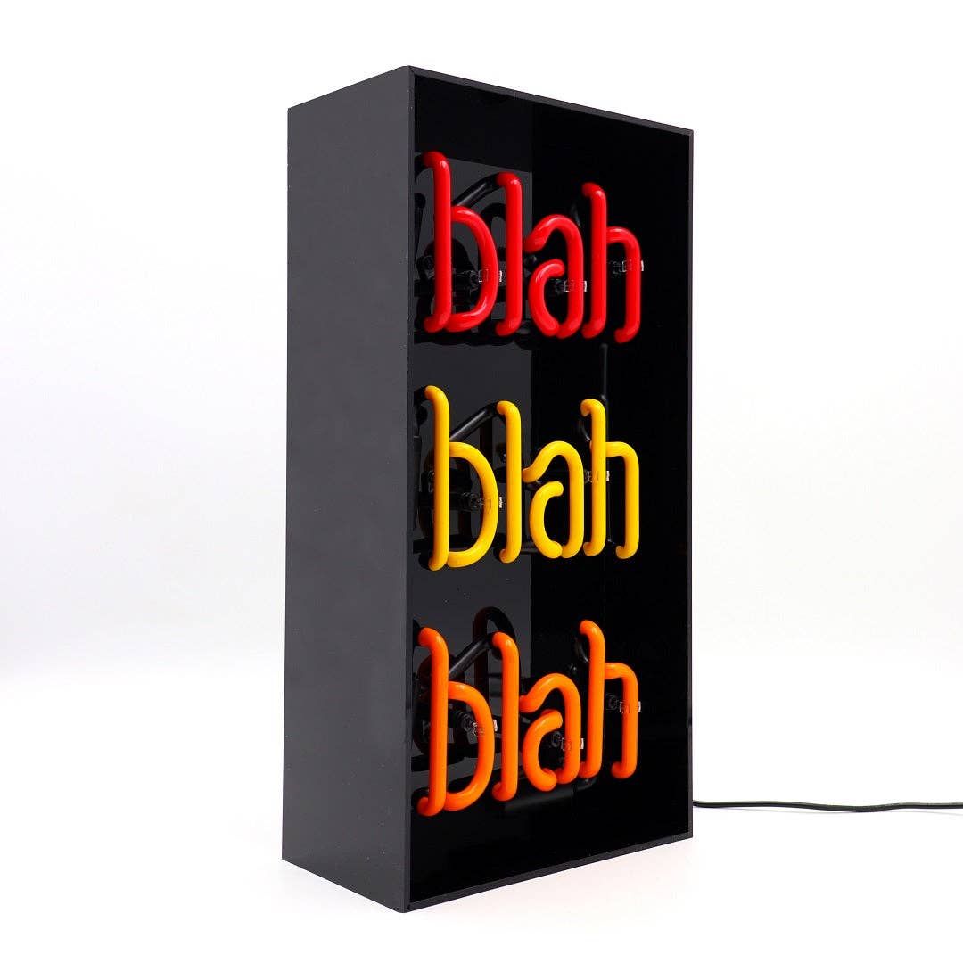 'Blah Blah Blah' Glass Neon Sign - Black Acrylic - KOOLTHINGS
