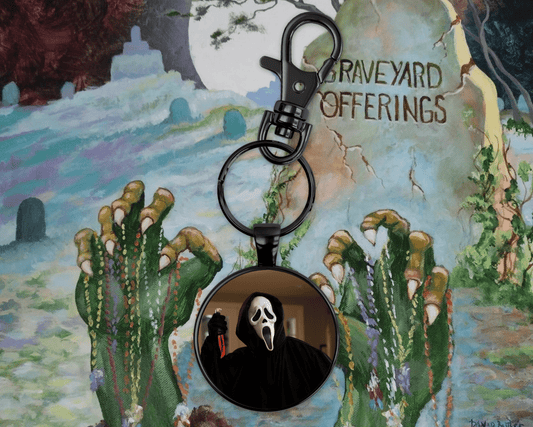 Ghostface Circle Keychain choose Silver or Black - KOOLTHINGS