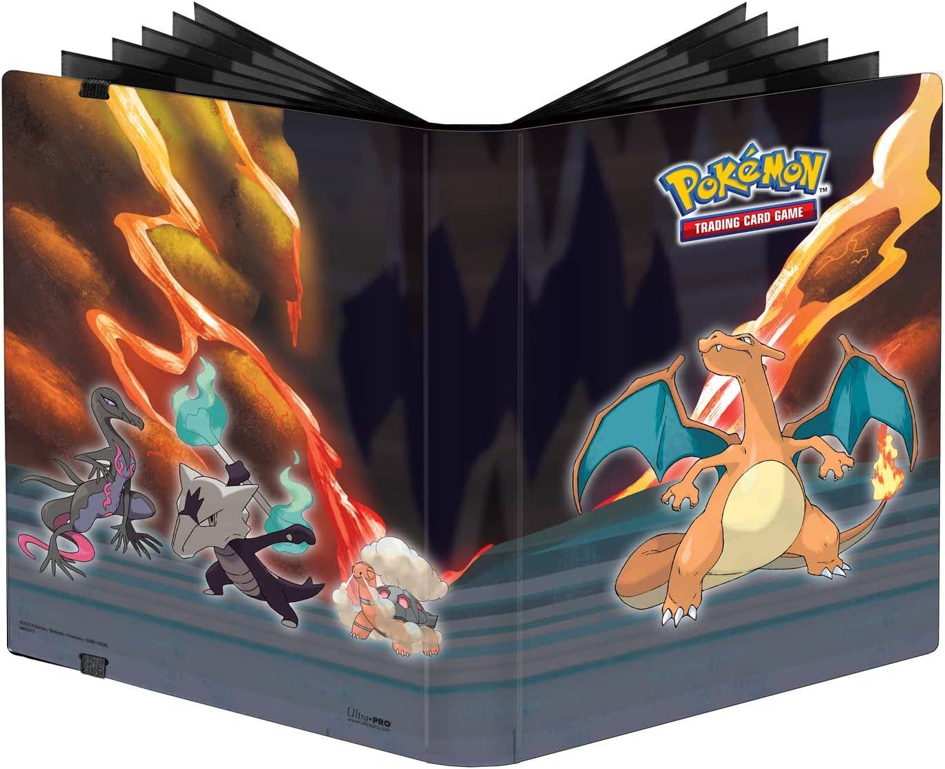 Pokémon trading card game binder with Charizard illustration