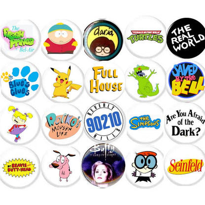1990s tv shows 1" inch (25mm) button pins 90s cartoons