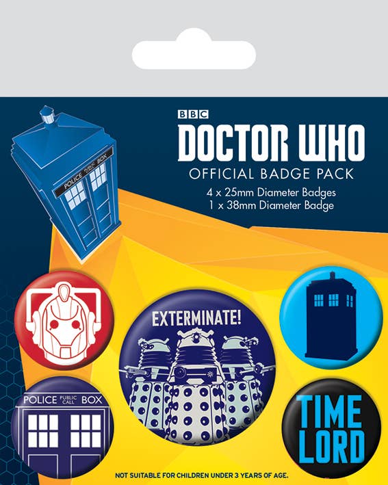 Doctor Who (Exterminate) Badge Pack - KOOLTHINGS