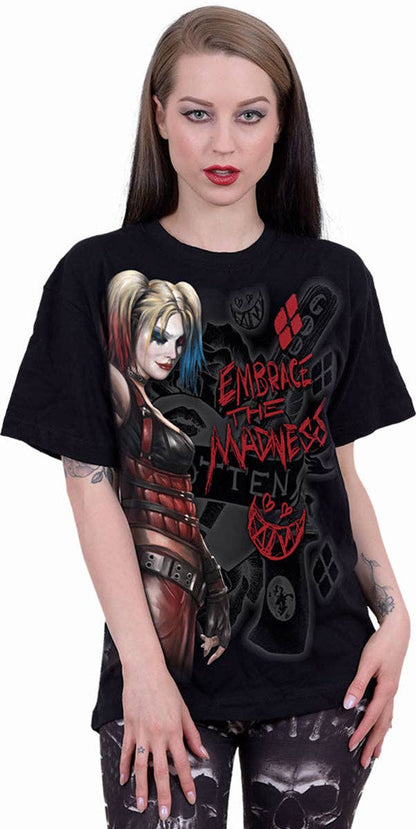 HARLEY QUINN - EMBRACE MADNESS - Front Print T-Shirt Black - KOOLTHINGS