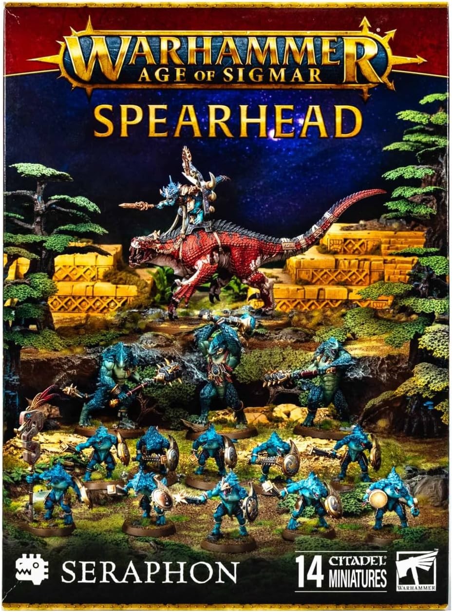 Warhammer Age of Sigmar Spearhead game box with miniatures and dragon