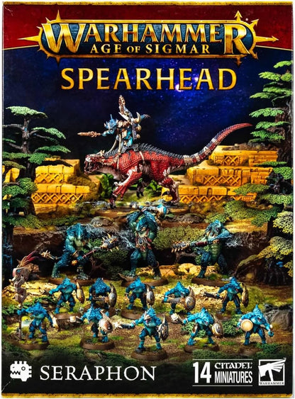 Warhammer Age of Sigmar Spearhead game box with miniatures and dragon