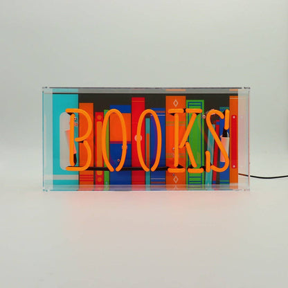 'Books' Glass Neon Sign