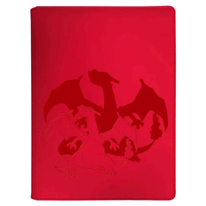 Red notebook with dragon design on a white background