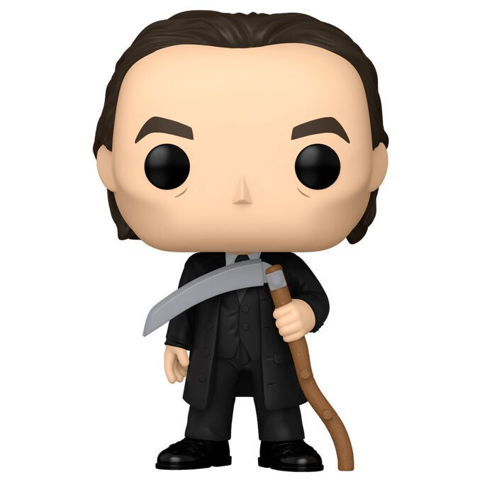Funko Pop! vinyl figure of a character Death in a suit holding a scythe on a white background. Join the hunt