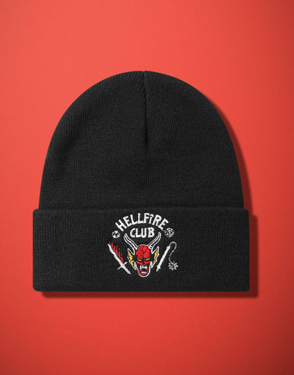 Stranger Things Unisex Black Hellfire Club Beanie Hat (One Size) - KOOLTHINGS