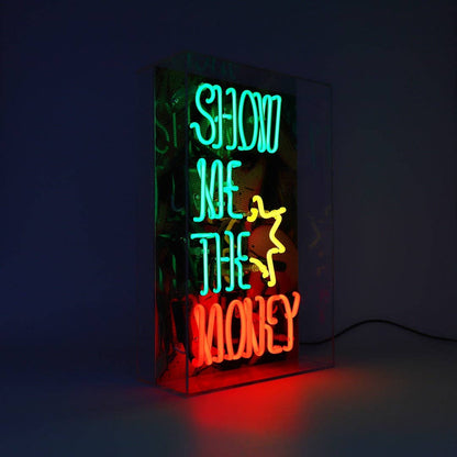 'Show me the Money' Glass Neon Box Sign - KOOLTHINGS
