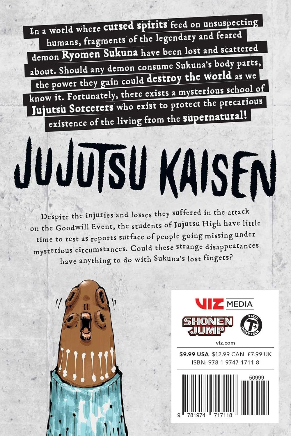 Book cover of 'Jujutsu Kaisen' with text and character illustration.
