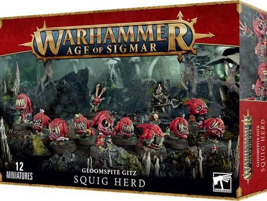 Warhammer Age of Sigmar Gloomspite Gitz Squig Herd miniatures set on packaging