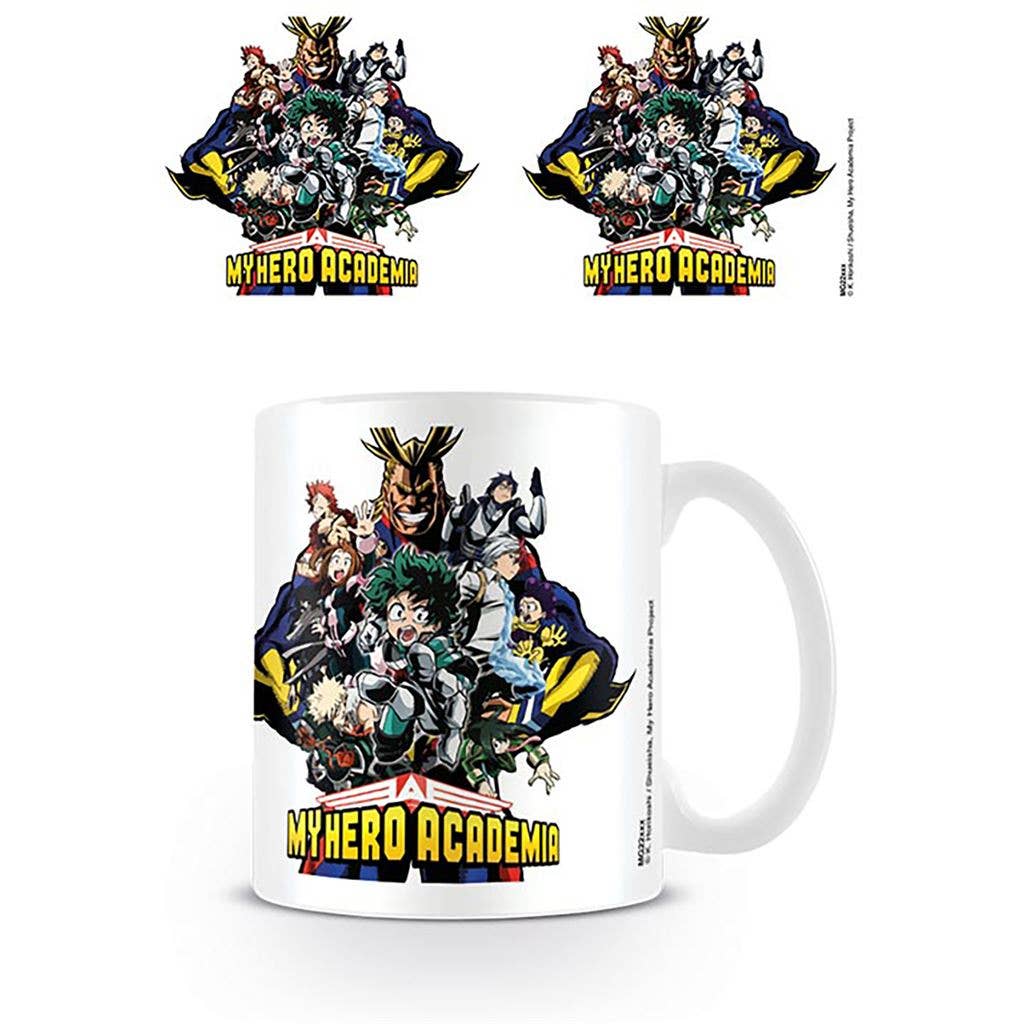 Mug with 'My Hero Academia' character collage on a white background