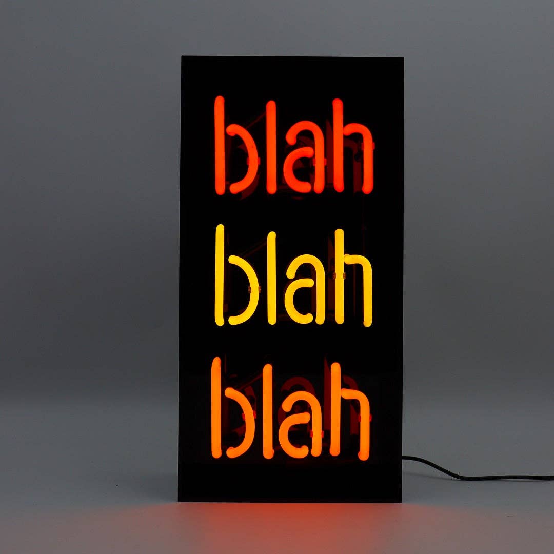 'Blah Blah Blah' Glass Neon Sign - Black Acrylic - KOOLTHINGS