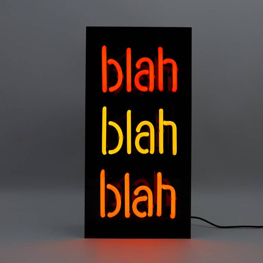 'Blah Blah Blah' Glass Neon Sign - Black Acrylic - KOOLTHINGS