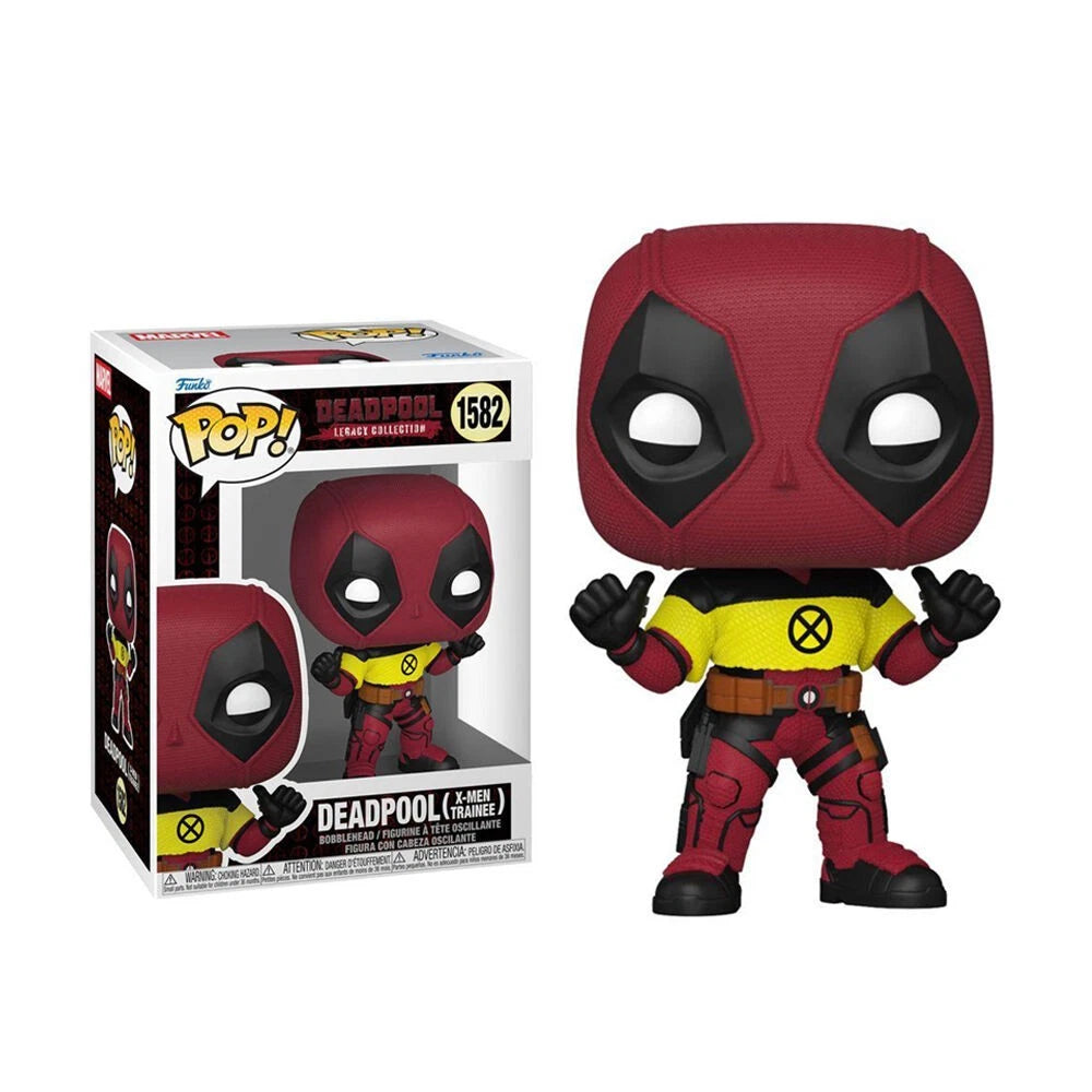 Funko Pop! Marvel Deadpool 1582 figure shown next to its original window box packaging on a plain white background.