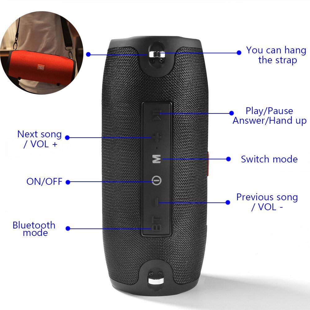 Large Waterproof Wireless Portable Bluetooth Speaker With Strap - KOOLTHINGS